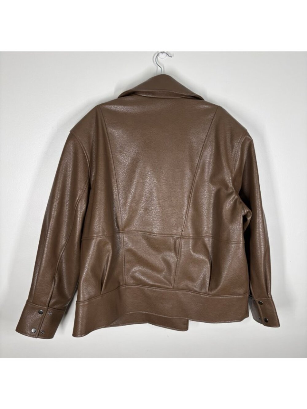 Ashley Graham Women 4X Light Brown Faux Leather Midweight Motorcycle Jacket NWT - Picture 13 of 15